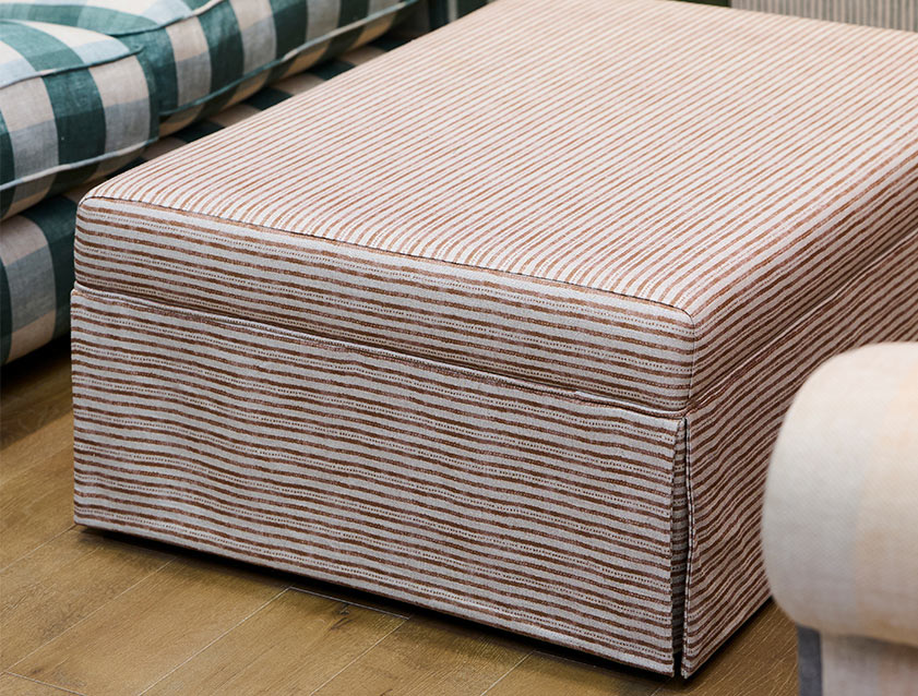 Fontwell Standard Footstool in Sussex Stripe Cinnamon